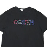CHAMPION Mens Black Graphic T-Shirt XL Short Sleeve Crew Neck Cotton Blend