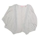 TED BAKER Womens White Cropped Top Short Sleeve Open Front S Cotton Blend