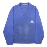 FISCHER PECHEUR Mens Blue Cotton Blend Button Jacket L Workwear Logo Patch
