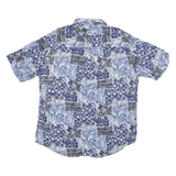 GARRY Mens Blue & White Casual Shirt XL Short Sleeve Button Down