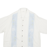 MODA CAMPIA MODA Mens White & Pale Blue Rayon Shirt 2XL Relaxed Fit Casual