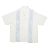 MODA CAMPIA MODA Mens White & Pale Blue Rayon Shirt 2XL Relaxed Fit Casual