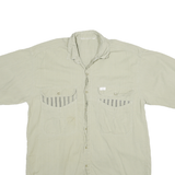 Mens Beige Cotton Blend Shirt XL Casual Short Sleeve Button Pocket Comfortable