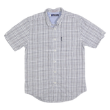 BEN SHERMAN Mens Blue & White Checked Shirt S Button Down Short Sleeve Casual