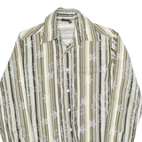 DIESEL Mens Beige & Green Striped Shirt M Cotton Blend Patterned Long Sleeve