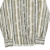 DIESEL Mens Beige & Green Striped Shirt M Cotton Blend Patterned Long Sleeve