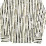 DIESEL Mens Beige & Green Striped Shirt M Cotton Blend Patterned Long Sleeve