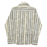 DIESEL Mens Beige & Green Striped Shirt M Cotton Blend Patterned Long Sleeve