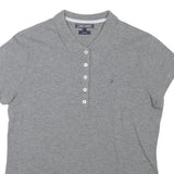 TOMMY HILFIGER Girls Grey Short Sleeve Plain L Polo Shirt Cotton Blend Casual