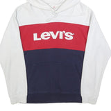 LEVI'S Mens White Red & Navy Hoodie M Cotton Blend Pullover Classic Logo