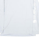 CARHARTT Mens White Long Sleeve Crew Neck T-Shirt S Cotton Logo Sleeve Print