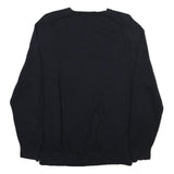 NAUTICA Mens Navy Plain Cotton Blend Jumper V Neck Basic Knit L Crew Neck Casual