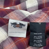 Harley Davidson Checked Flannel Shirt - Large Brown Cotton
