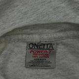 Oneita Single Stitch T-Shirt - Large Grey Cotton