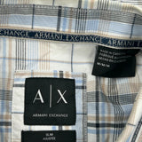 Armani Exchange Checked Short Sleeve Shirt - Medium Beige Cotton