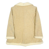 WIMAN Womens Beige Faux Shearling Button Jacket L Suede Style Winter Coat