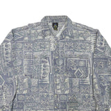 CB Mens Blue & Cream Pattern Cotton Blend Shirt XL Casual Beachwear