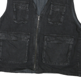 BRAVE SOUL Mens Black Cotton Jacket XL Zip Plain Utility Vest Pockets