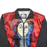 JULIA MICHAELS Mens Red & Black Artistic Print Zip Jacket M Polyester Casual