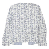 EDC Womens Blue & White Cotton Blend Patterned Button Jacket S Woven Lightweight