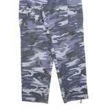 Mens Cotton Blend Grey Camouflage Regular Fit Cargo Trousers W32 L30 Button