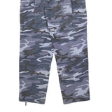 Mens Cotton Blend Grey Camouflage Regular Fit Cargo Trousers W32 L30 Button