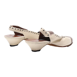 EMPORIO ARMANI Brogue Style Kitten Heels White Leather Womens UK 1.5