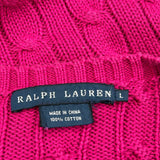 Ralph Lauren Cable Knit Jumper - Large Pink Cotton