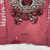 Live Free Harley Davidson Graphic Hoodie - XL Burgundy Cotton