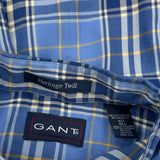 Gant Checked Short Sleeve Shirt - XL Blue Cotton Blend