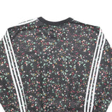 ADIDAS Womens Black Floral Print Crew Neck UK 10 Sweatshirt 3-Stripes
