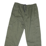 Mens Cotton Blend Olive Green Regular Drawstring Trousers W36 L27 Casual Comfort