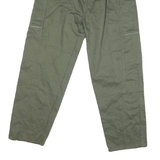 Mens Cotton Blend Olive Green Regular Drawstring Trousers W36 L27 Casual Comfort