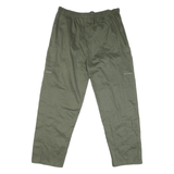 Mens Cotton Blend Olive Green Regular Drawstring Trousers W36 L27 Casual Comfort