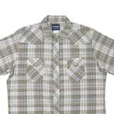 WRANGLER Mens Beige & White Checked Short Sleeve Shirt XL Cotton Blend Casual