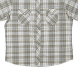WRANGLER Mens Beige & White Checked Short Sleeve Shirt XL Cotton Blend Casual