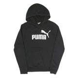 PUMA Womens Black Hoodie UK 6 Cotton Blend Pullover Logo Sweatshirt