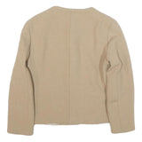 ZARA Womens Beige Basic Zip Jacket XS Polyester Blend Plain Minimalist Design