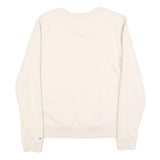 TOMMY JEANS Womens Cream Sweatshirt Crew Neck S Cotton Blend Logo Print