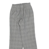 Womens Relaxed Grey Checked Trousers W22 L27 Zip Pattern Straight Leg