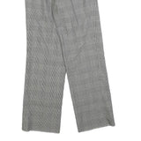 Womens Relaxed Grey Checked Trousers W22 L27 Zip Pattern Straight Leg