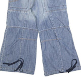 BLEND Womens Light Blue Denim Casual Shorts S W26 Wide Leg Stitch Detail