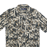 BOCA Mens Black & Beige Pattern Cotton Blend Shirt L Casual Summer Button Up