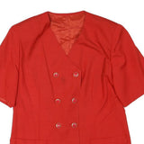 Womens Red Button Closure Polyester Blend Classic Jacket L Short Sleeve Plain