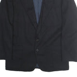 TRUSSARDI Mens Black Classic Jacket L Wool Blend Button Plain Elegant
