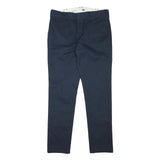 DICKIES Mens Cotton Blend Navy Slim Straight Trousers W33 L31 Workwear Casual