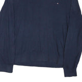 TOMMY HILFIGER Mens Navy Plain Crew Neck Basic Knit Jumper L Cotton Blend