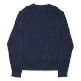 TOMMY HILFIGER Mens Navy Plain Crew Neck Basic Knit Jumper L Cotton Blend