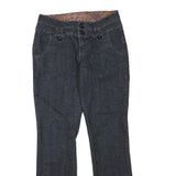 Womens Dark Blue Cotton Blend Regular Fit Flared Jeans W32 L32 Stylish Button