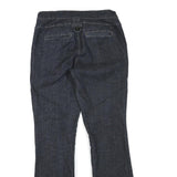 Womens Dark Blue Cotton Blend Regular Fit Flared Jeans W32 L32 Stylish Button